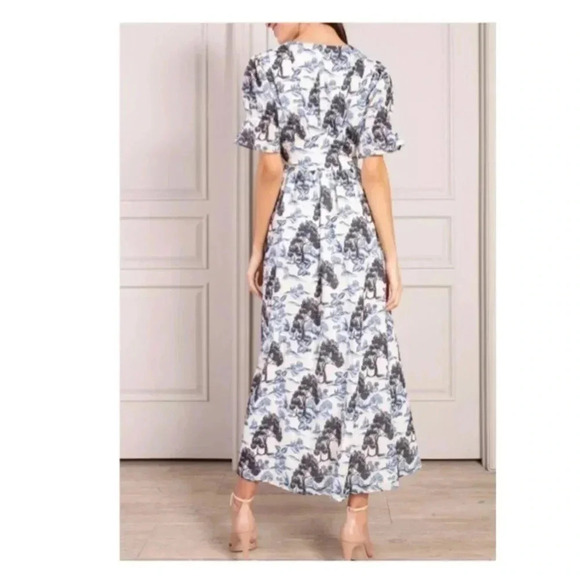 🆕Senlis Women Valentine Button Front Mulvari Floral Puff Sleeve Maxi Dress XS🆕 - Picture 2 of 16